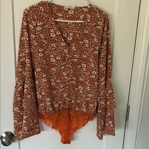 Lavender Bird bodysuit with bell sleeves